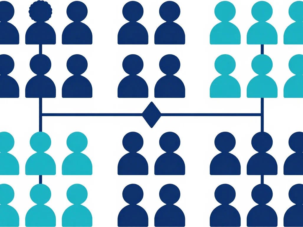 Flat vector scientific illustration of a simplified clinical tria